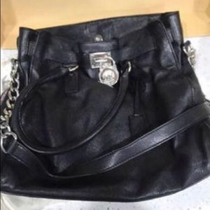 Michael Kors Hamilton Large Black Leather Tote
